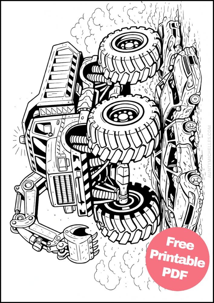Free Printable Monster Truck Coloring Pages for Kids Activities Colouring Sheets 11 construction crane