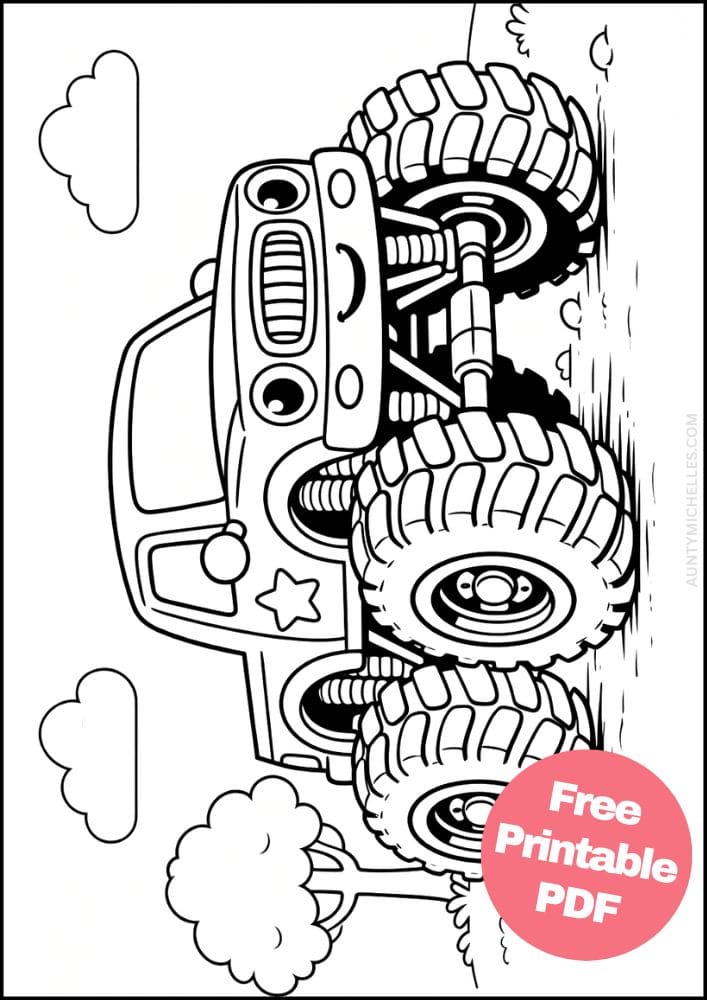 Free Printable Monster Truck Coloring Pages for Kids Activities Colouring Sheets 12 simple easy