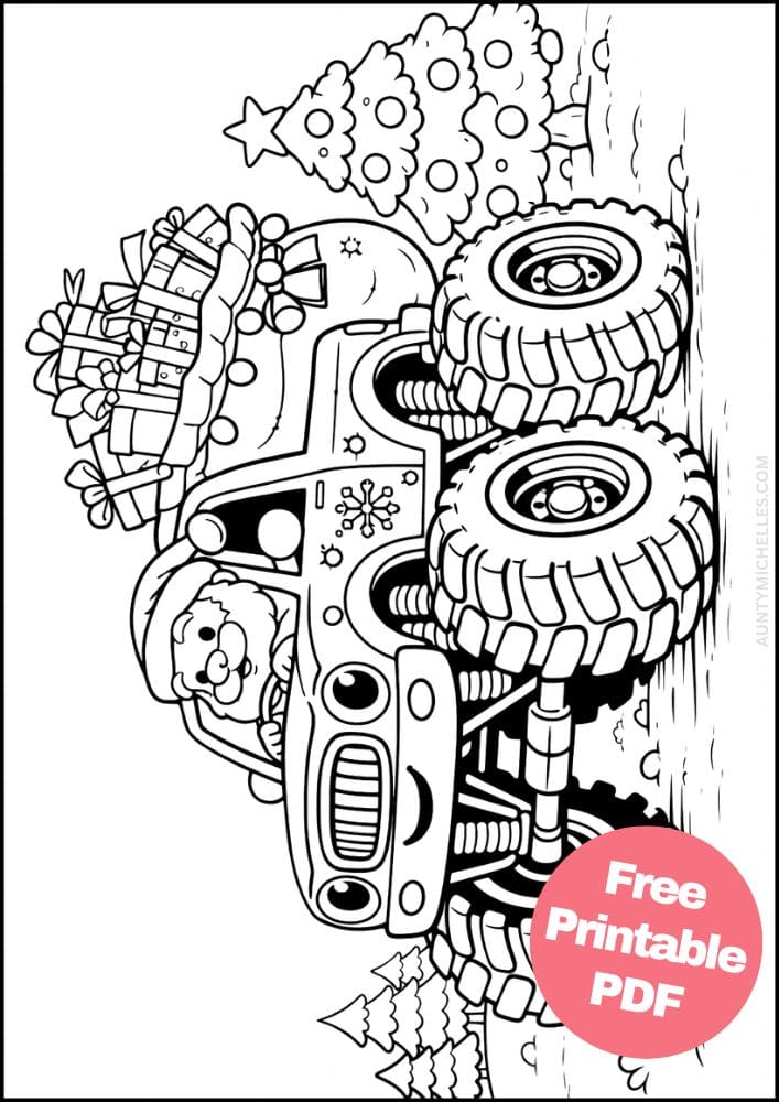 Free Printable Monster Truck Coloring Pages for Kids Activities Colouring Sheets 13 santa christmas