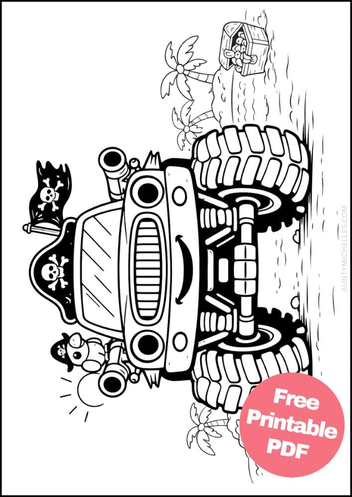 Free Printable Monster Truck Coloring Pages for Kids Activities Colouring Sheets 15 simple pirate