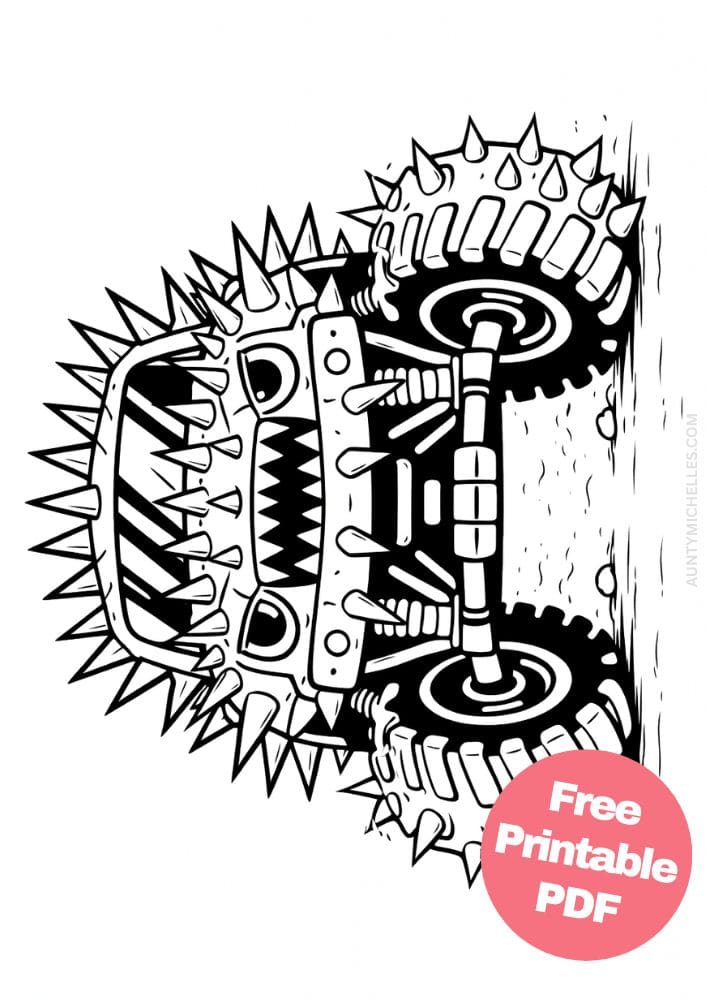 Free Printable Monster Truck Coloring Pages for Kids Activities Colouring Sheets 16 spike spikes