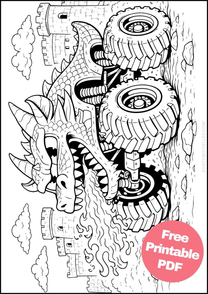 Free Printable Monster Truck Coloring Pages for Kids Activities Colouring Sheets 2 dragon