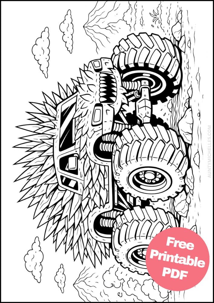 Free Printable Monster Truck Coloring Pages for Kids Activities Colouring Sheets 3 hedgehog porcupine