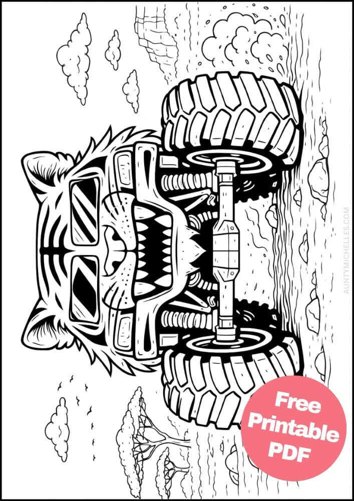 Free Printable Monster Truck Coloring Pages for Kids Activities Colouring Sheets 5 tiger