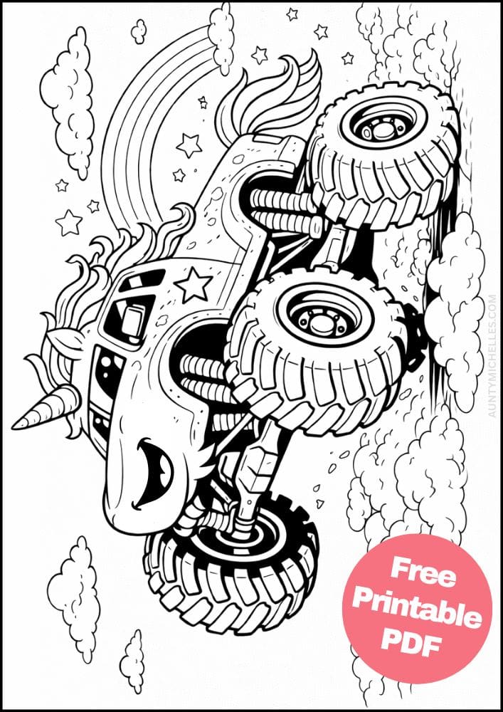 Free Printable Monster Truck Coloring Pages for Kids Activities Colouring Sheets 8 unicorn
