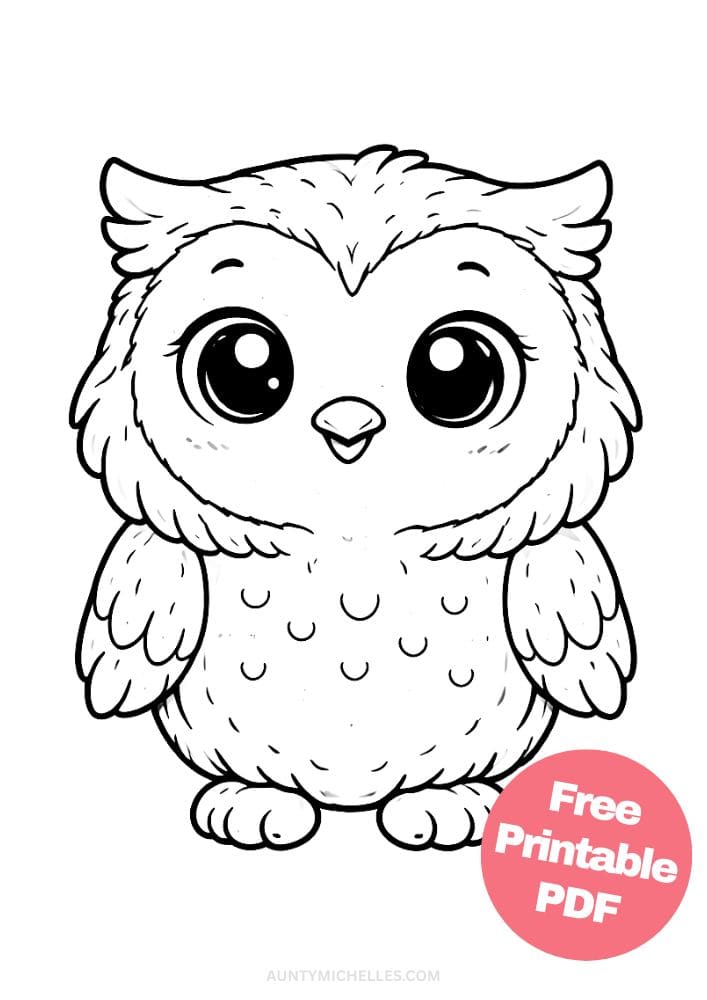 Free Printable Owl Coloring Pages for Kids Bird Colouring Page Animal Printout Sheet 1 cute easy baby