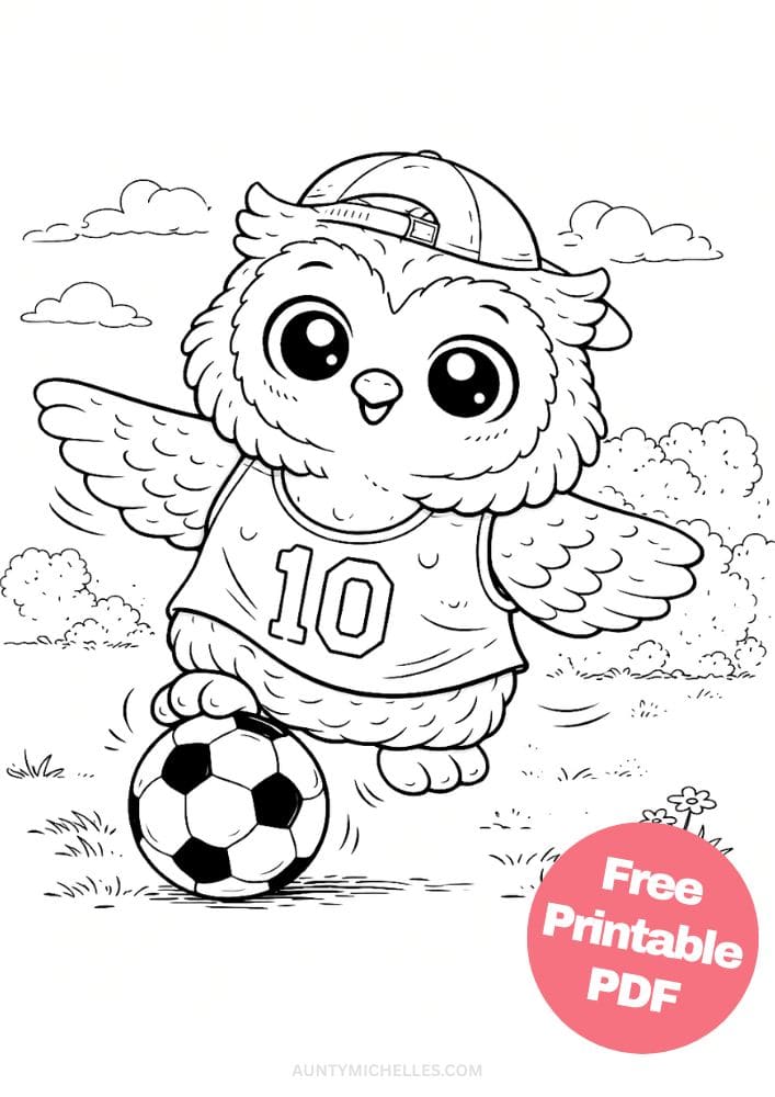 Free Printable Owl Coloring Pages for Kids Bird Colouring Page Animal Printout Sheet 11 soccer football