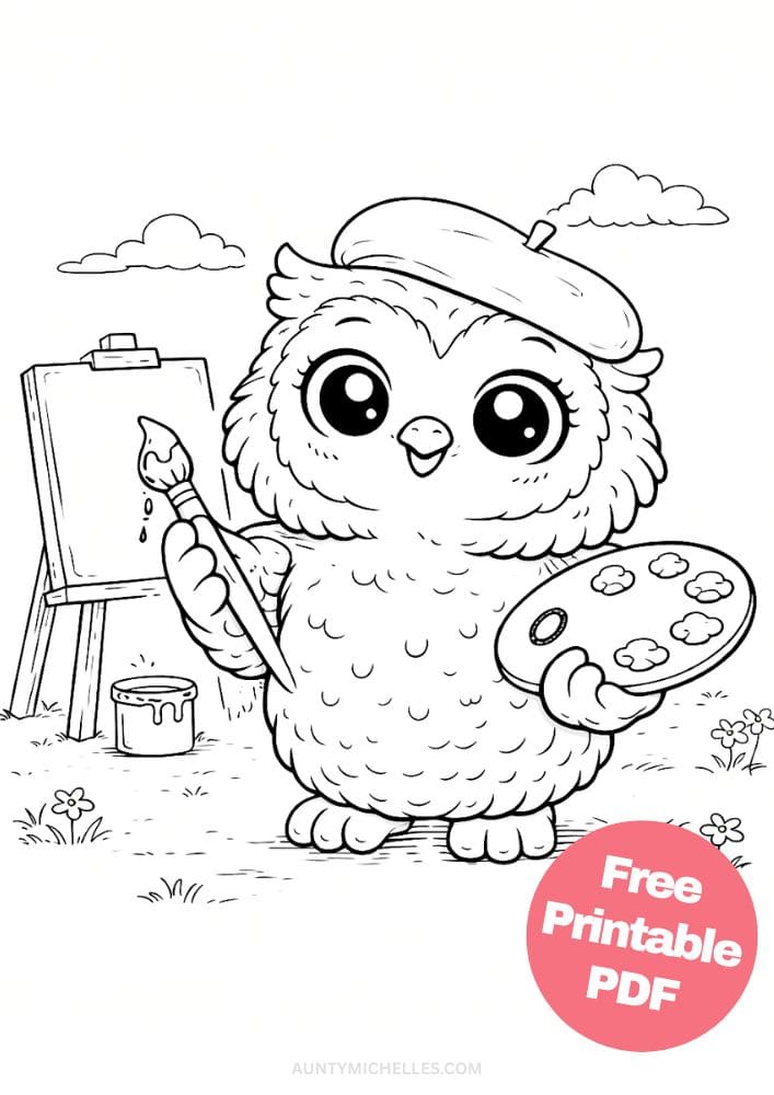 Free Printable Owl Coloring Pages for Kids Bird Colouring Page Animal Printout Sheet 13 artist painting