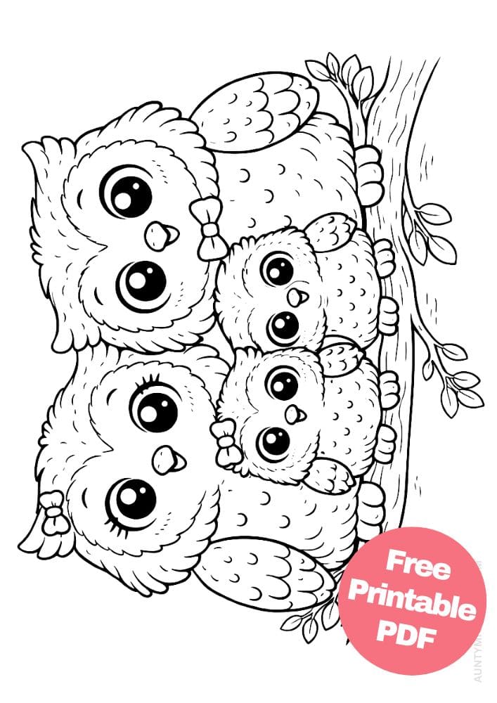 Free Printable Owl Coloring Pages for Kids Bird Colouring Page Animal Printout Sheet 8 family