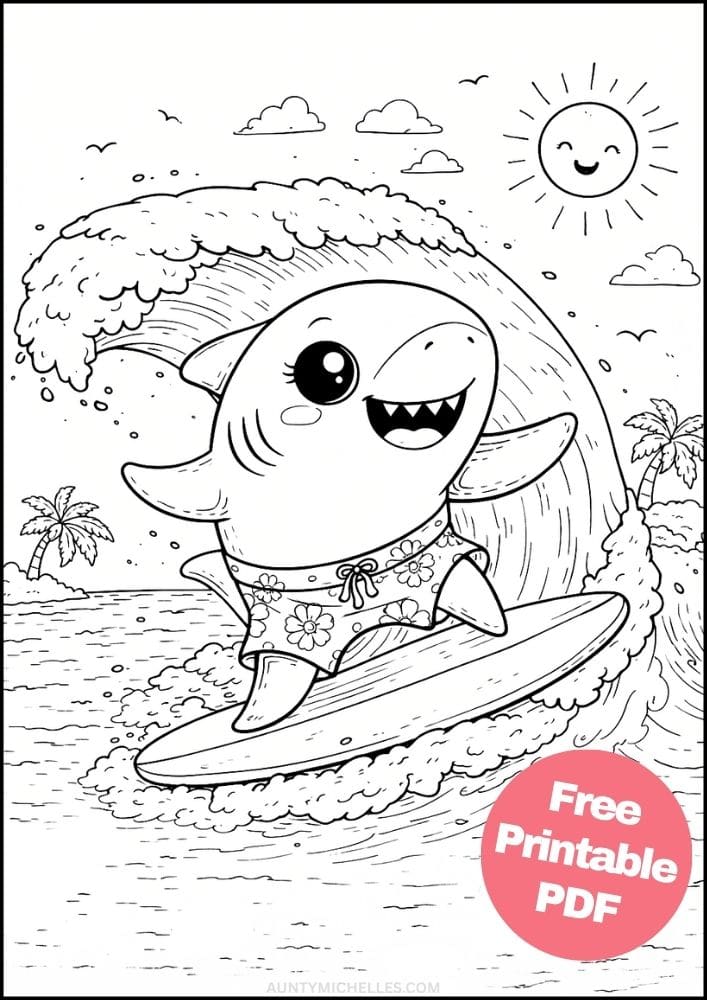 Free Printable Shark Coloring Pages for Kids Ocean Animal Activities Colouring Sheets 14 surfer
