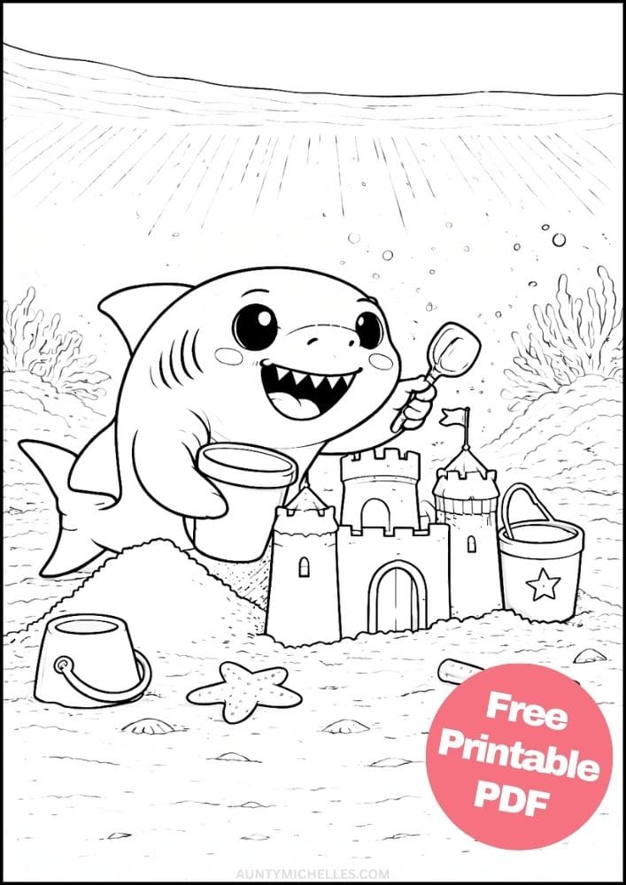 Free Printable Shark Coloring Pages for Kids Ocean Animal Activities Colouring Sheets 19 Cute Sandcastle