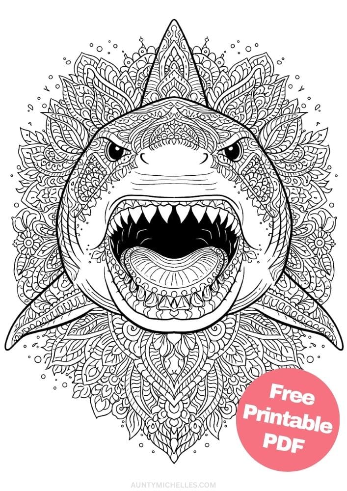 Free Printable Shark Coloring Pages for Kids Ocean Animal Activities Colouring Sheets 20 Mandala