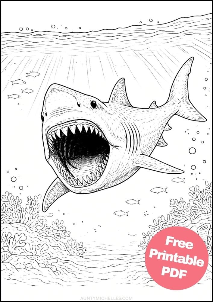 Free Printable Shark Coloring Pages for Kids Ocean Animal Activities Colouring Sheets 5 great white shark