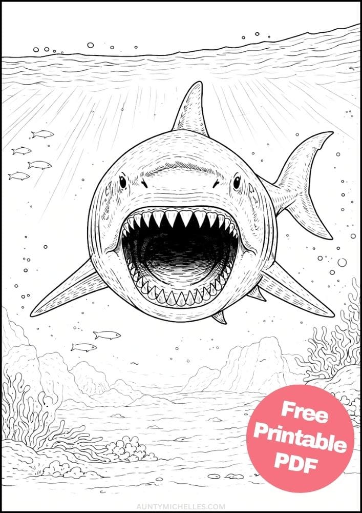 Free Printable Shark Coloring Pages for Kids Ocean Animal Activities Colouring Sheets 7 megalodon