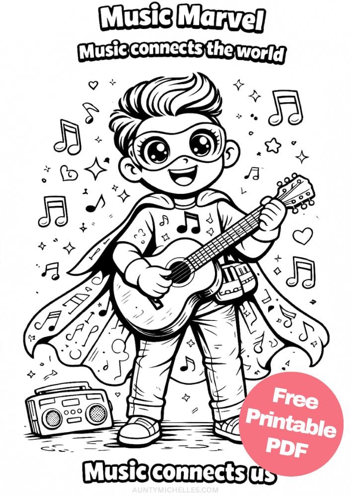 Free Printable Superhero Coloring Pages for Kids Super Power Activities Colouring Sheets 18 music marvel