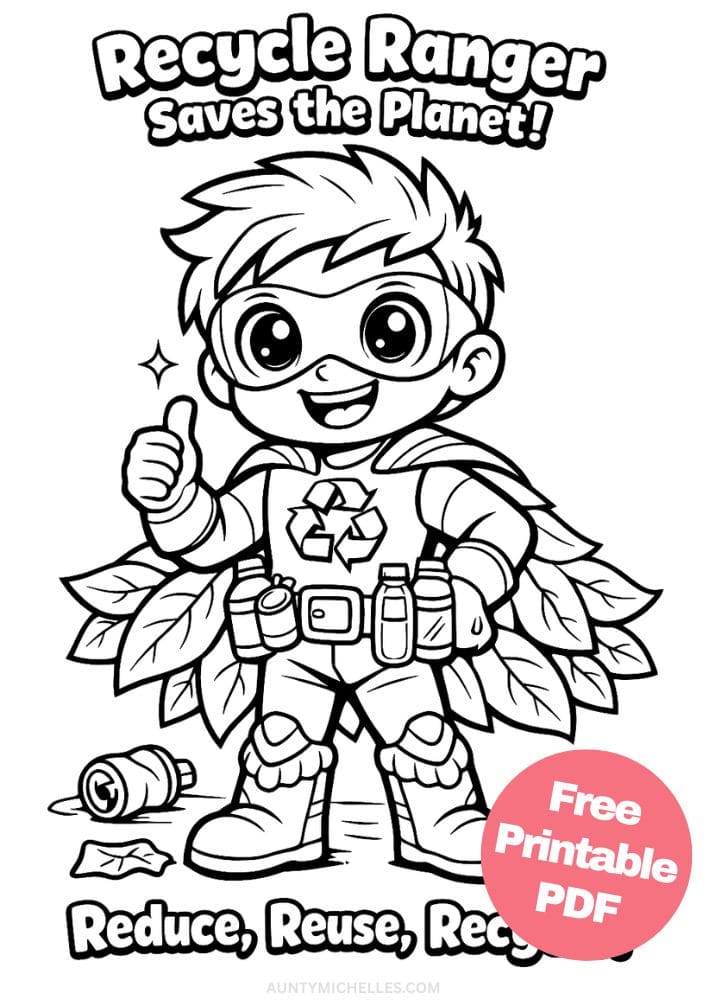 Free Printable Superhero Coloring Pages for Kids Super Power Activities Colouring Sheets 2 recycle ranger