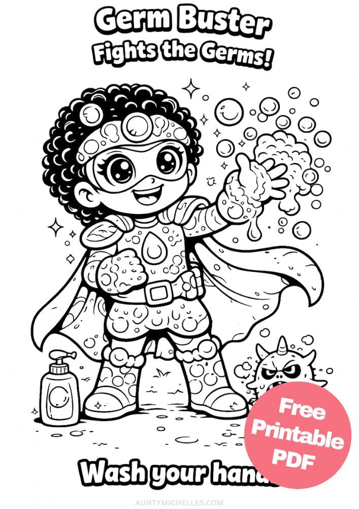 Free Printable Superhero Coloring Pages for Kids Super Power Activities Colouring Sheets 6 germ buster
