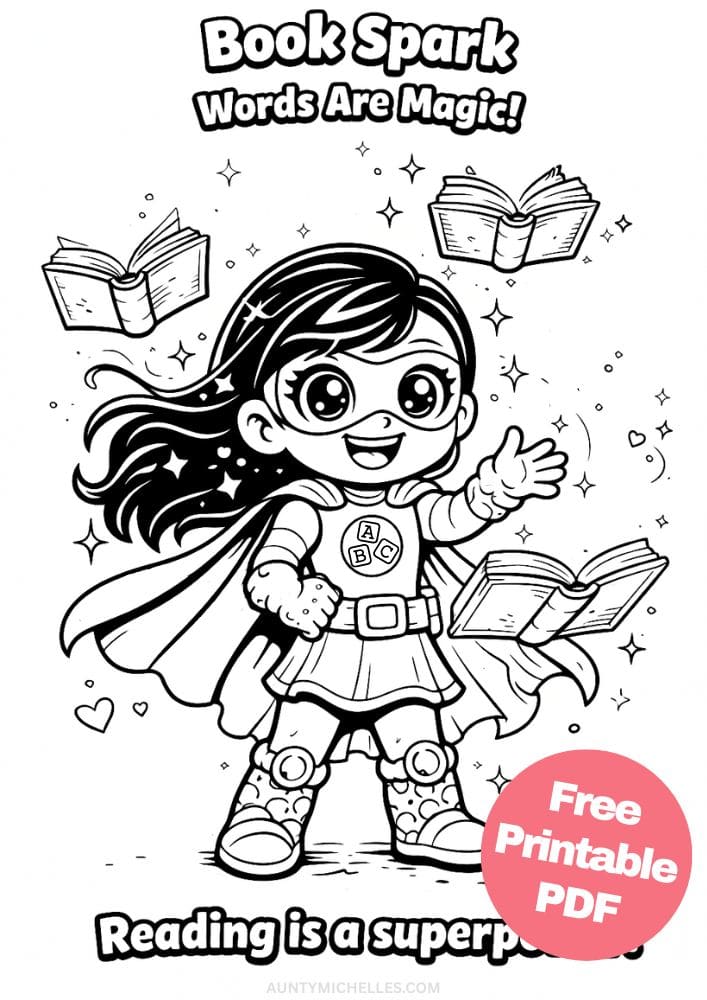 Free Printable Superhero Coloring Pages for Kids Super Power Activities Colouring Sheets 8 book spark