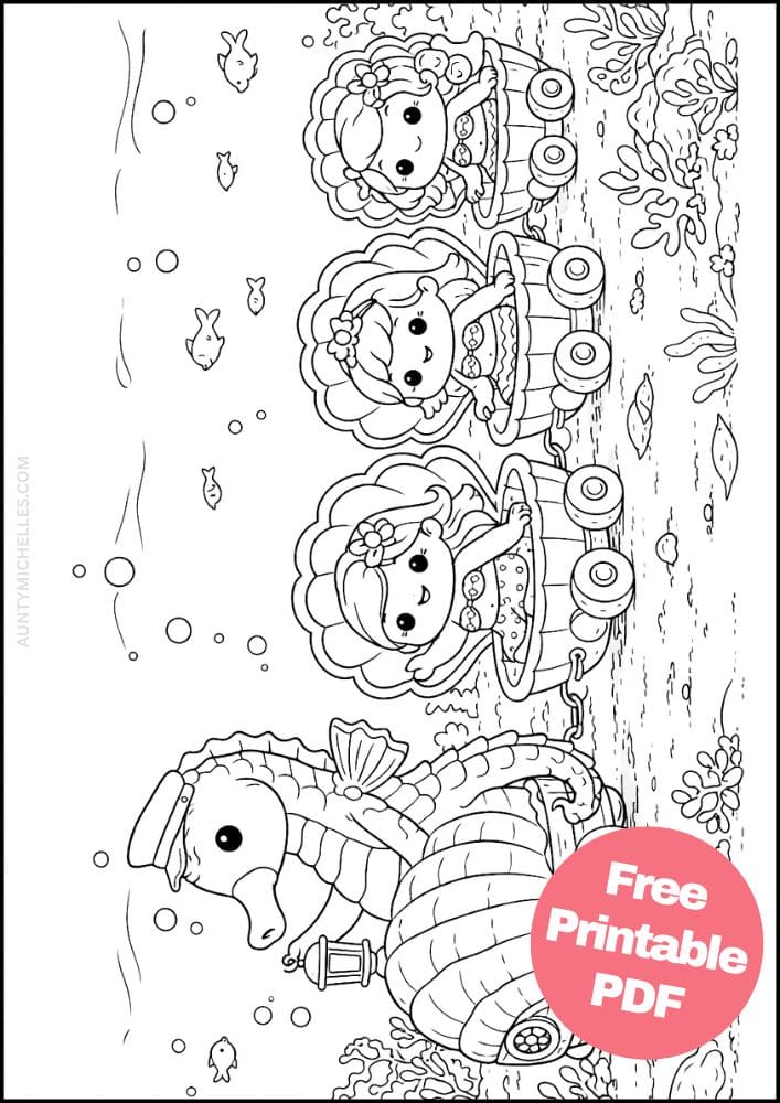 Free Printable Train Coloring Pages for Kids Activities Colouring Sheets 15 under the sea mermaid seashell
