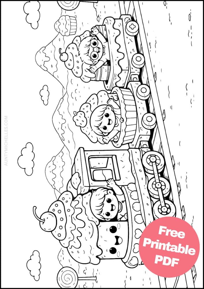 Free Printable Train Coloring Pages for Kids Activities Colouring Sheets 18 cupcake dessert