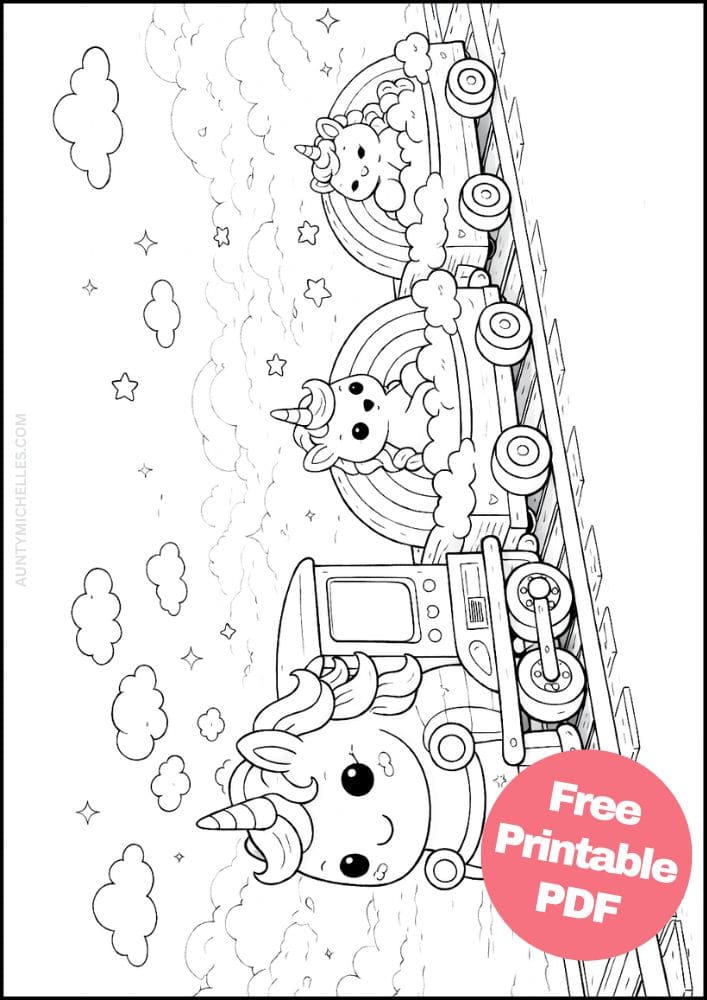 Free Printable Train Coloring Pages for Kids Activities Colouring Sheets 4 unicorn rainbow
