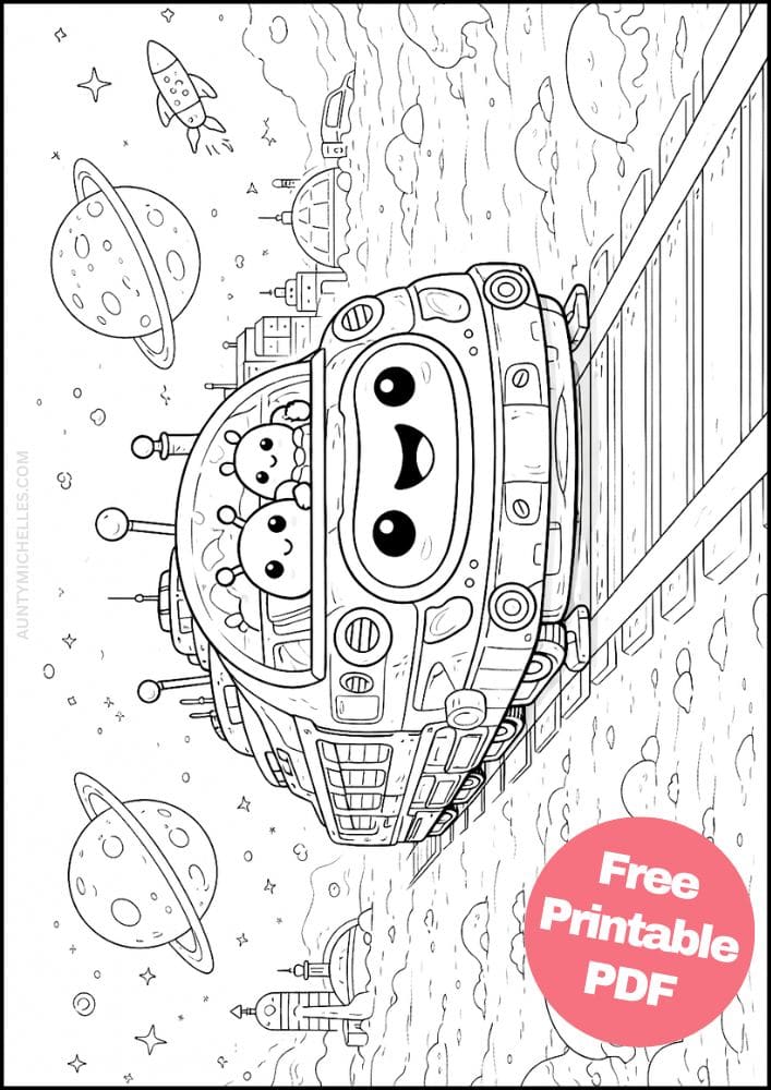 Free Printable Train Coloring Pages for Kids Activities Colouring Sheets 6 alien planet