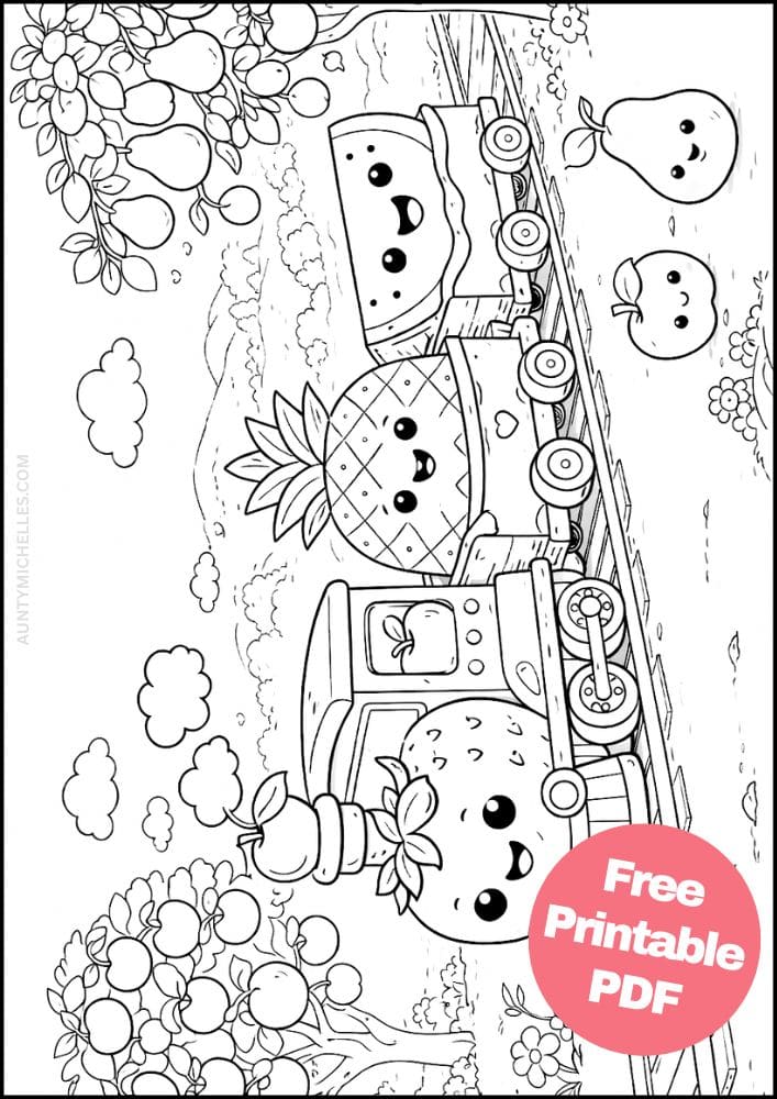 Free Printable Train Coloring Pages for Kids Activities Colouring Sheets 8 fruit orchard