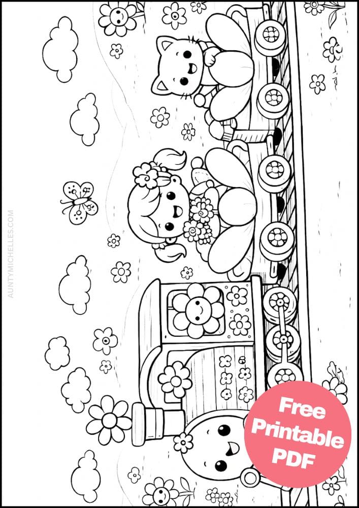 Free Printable Train Coloring Pages for Kids Activities Colouring Sheets 9 flower power