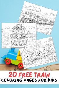 Free Printable Train Coloring Pages for Kids Activities, Transportation Colouring Sheets, Train Themes, Trains Printables, Sports train, dessert train, locomotive engine, library train, gnome train, dino train, futuristic alien space train, christmas train