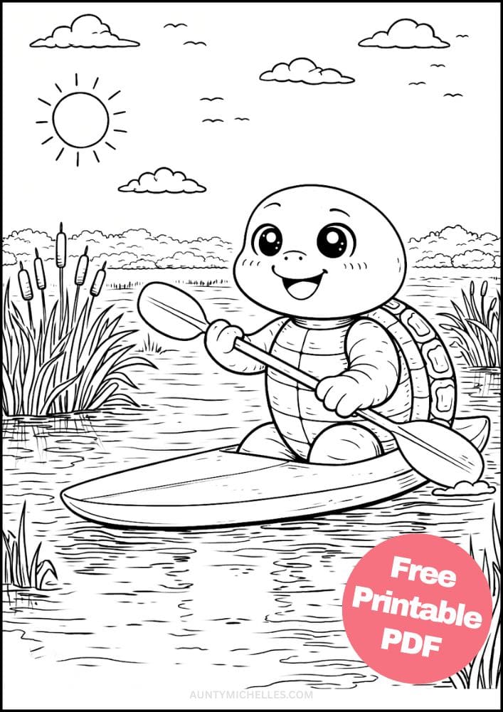 Free Printable Turtle Coloring Pages for Kids Animal Activities Colouring Sheets 10 kayaking