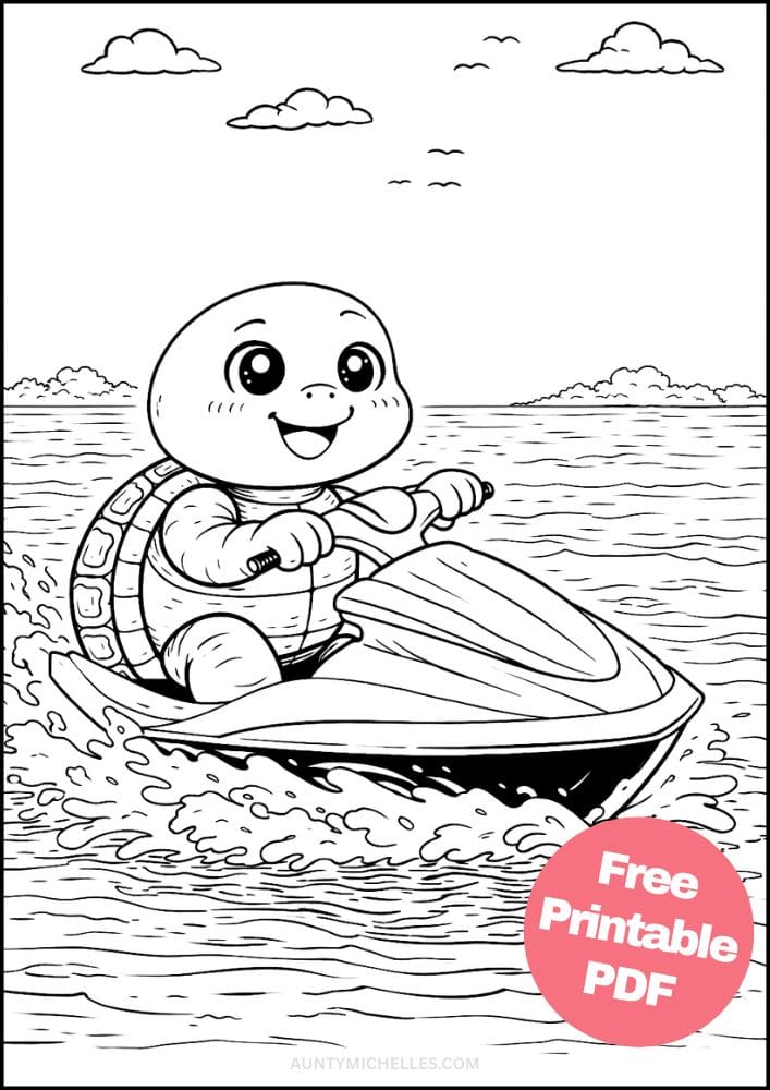 Free Printable Turtle Coloring Pages for Kids Animal Activities Colouring Sheets 11 jetski