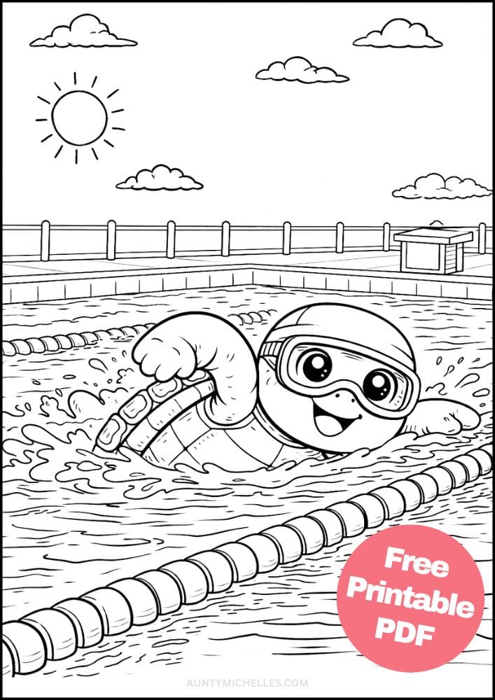 Free Printable Turtle Coloring Pages for Kids Animal Activities Colouring Sheets 12 swimming laps pool swim