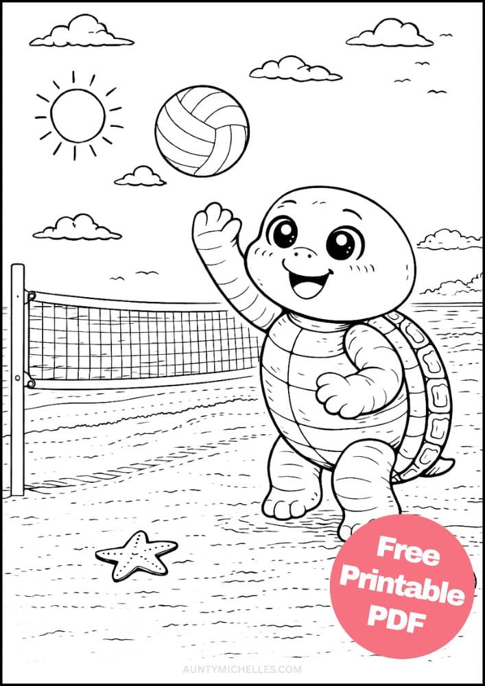 Free Printable Turtle Coloring Pages for Kids Animal Activities Colouring Sheets 13 beach volleyball