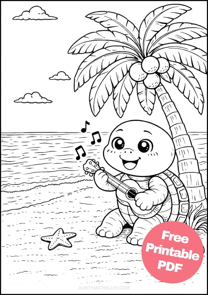 Free Printable Turtle Coloring Pages for Kids Animal Activities Colouring Sheets 14 ukulele palm tree