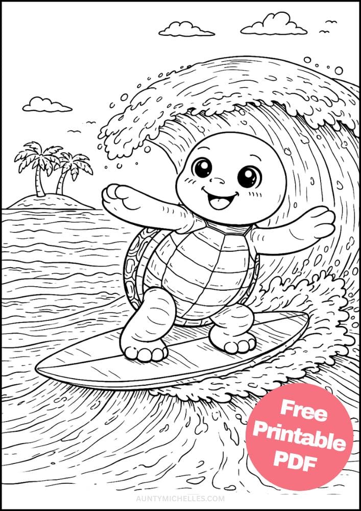 Free Printable Turtle Coloring Pages for Kids Animal Activities Colouring Sheets 2 surfing