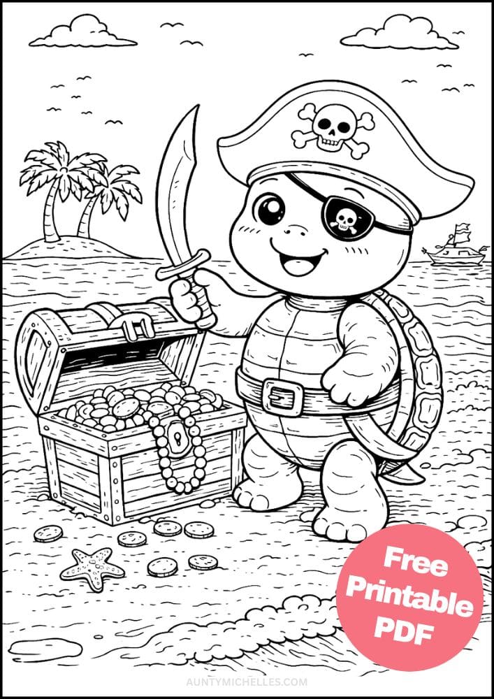 Free Printable Turtle Coloring Pages for Kids Animal Activities Colouring Sheets 3 pirate treasure