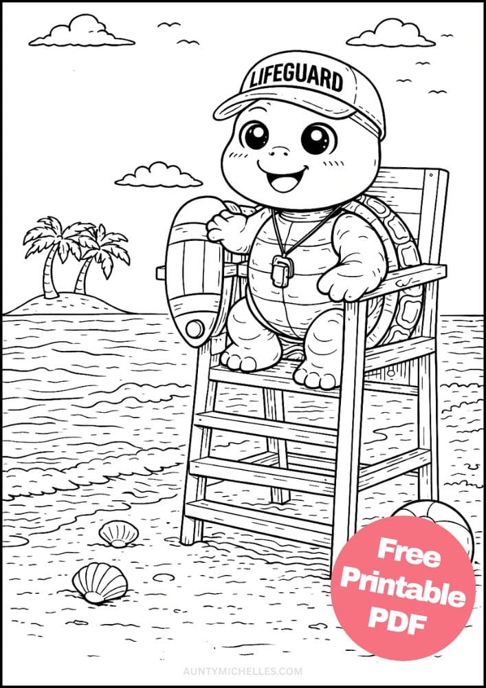 Free Printable Turtle Coloring Pages for Kids Animal Activities Colouring Sheets 5 lifeguard