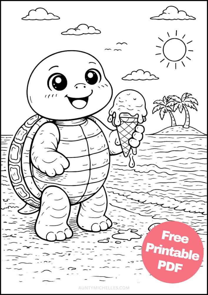 Free Printable Turtle Coloring Pages for Kids Animal Activities Colouring Sheets 6 ice cream