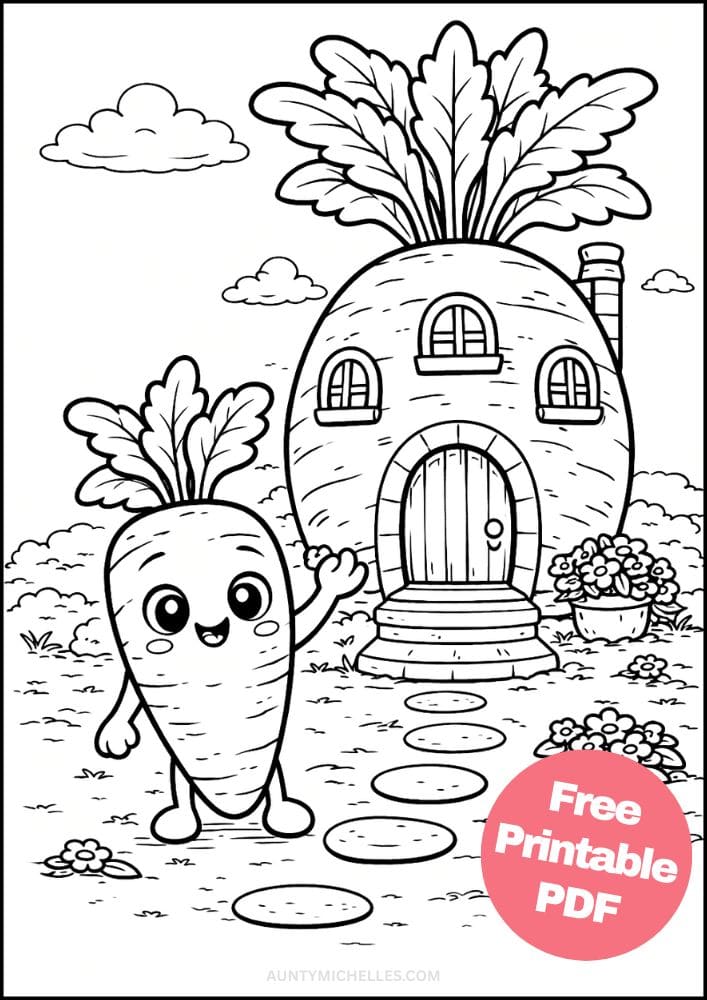 Free Printable Vegetable Coloring Pages for Kids Food Village Activities Colouring Sheets 1 carrot house