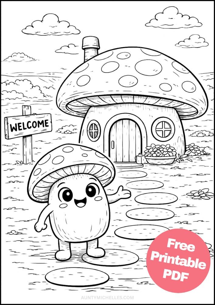 Free Printable Vegetable Coloring Pages for Kids Food Village Activities Colouring Sheets 12 mushroom house