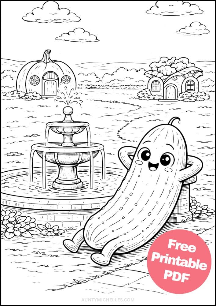 Free Printable Vegetable Coloring Pages for Kids Food Village Activities Colouring Sheets 16 cucumber relaxing fountain