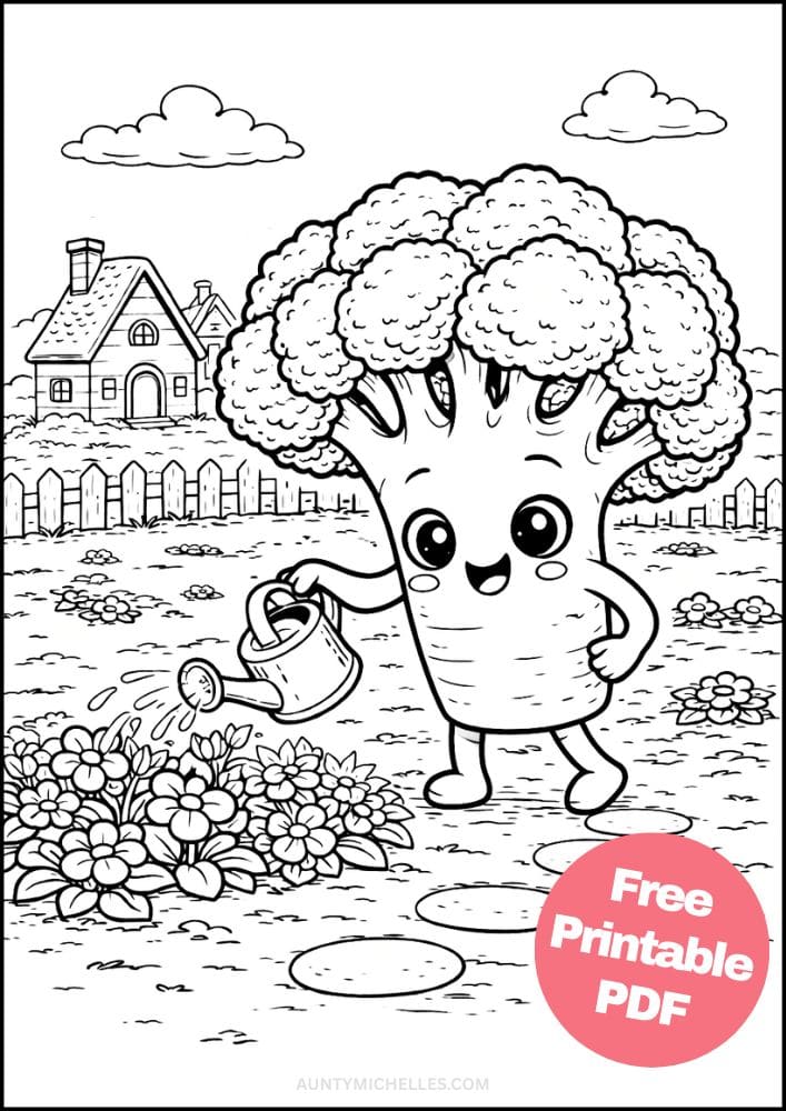 Free Printable Vegetable Coloring Pages for Kids Food Village Activities Colouring Sheets 4 broccoli