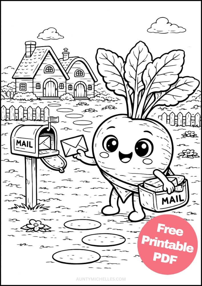 Free Printable Vegetable Coloring Pages for Kids Food Village Activities Colouring Sheets 5 radish mailman