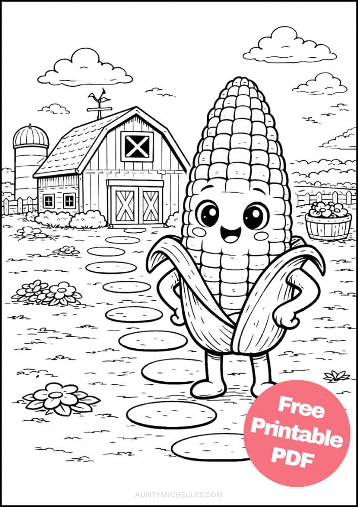 Free Printable Vegetable Coloring Pages for Kids Food Village Activities Colouring Sheets 6 corn farm