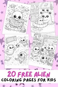 Free Printable Alien Coloring Pages for Kids, Fun Space Galaxy Colouring Book Sheets, Printout PDF, Alien, Outer Space, Space Ship, Future, Futuristic, Sci-Fi, Fantasy, Out of this World, Extraterrestrial life