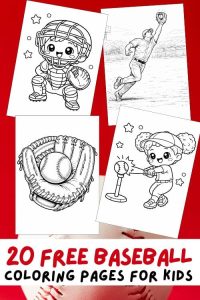 Free Printable Baseball Coloring Pages for Kids, Sports Colouring Book Sheets, Printout PDF, Baseball players, Ball, Bat, Glove, Pitcher, Hitter, Catcher, Bases, Stadium, Helmet, Team, Boy Girl Diversity