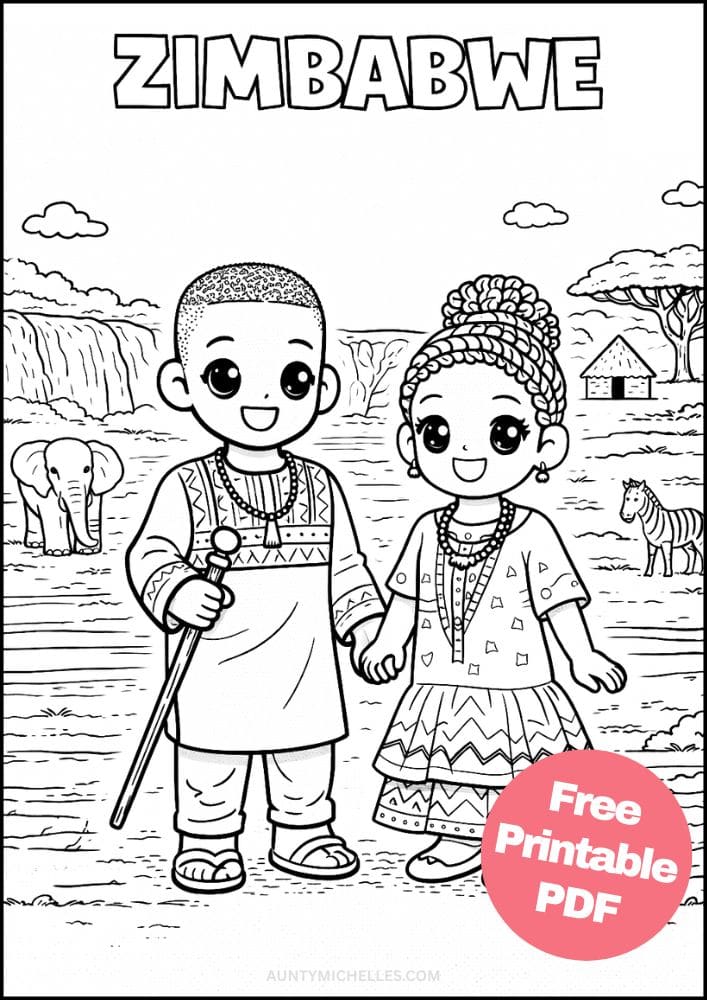 Free Printable Country Coloring Pages for Kids Culture Activities Colouring Sheets 12 Zimbabwe