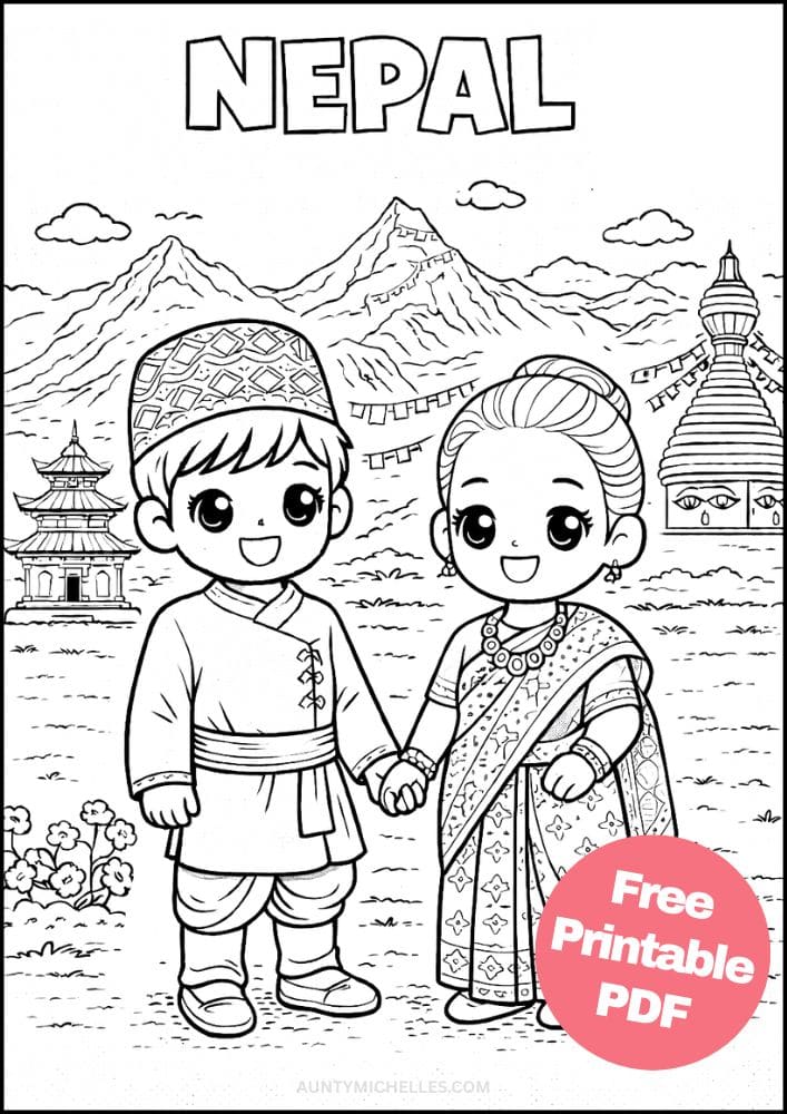 Free Printable Country Coloring Pages for Kids Culture Activities Colouring Sheets 15 Nepal