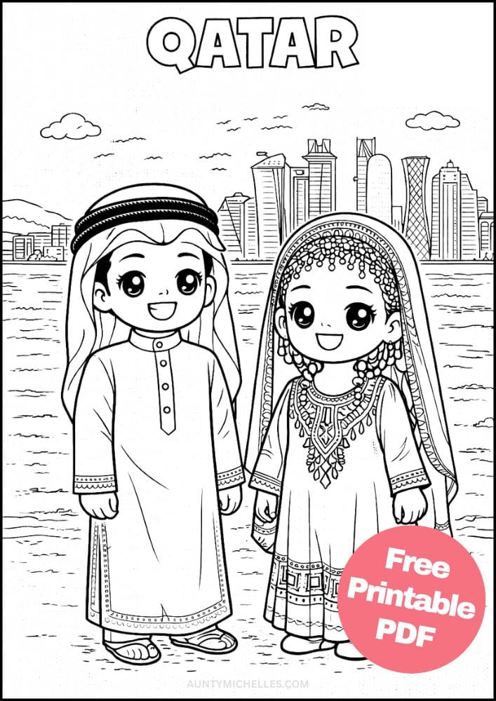 Free Printable Country Coloring Pages for Kids Culture Activities Colouring Sheets 18 Qatar
