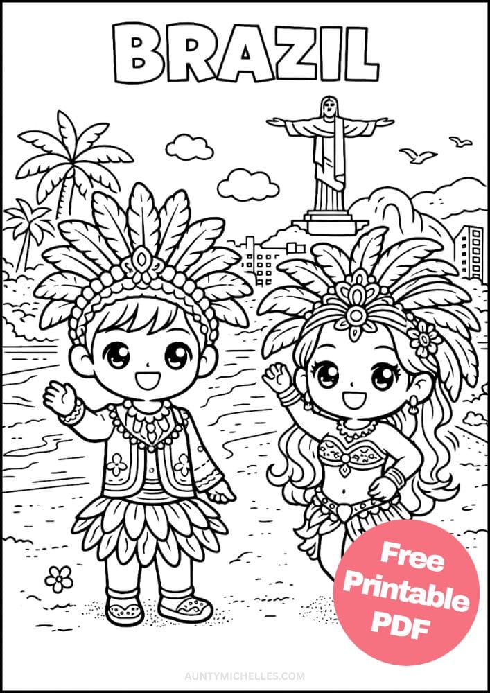 Free Printable Country Coloring Pages for Kids Culture Activities Colouring Sheets 3 Brazil